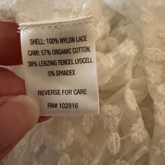 Garnet Hill sheer floral lace white blouse short sleeve no liner size XS M33 - Picture 9 of 9